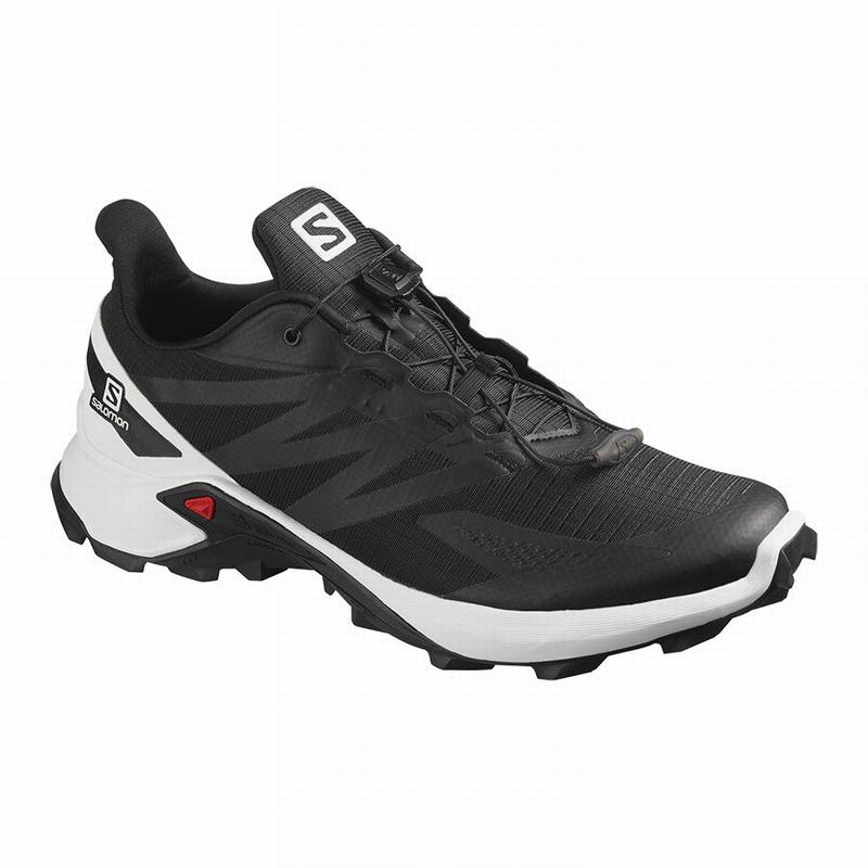 Men\'s Salomon SUPERCROSS BLAST Trail Running Shoes Black / White | US-CBVK145