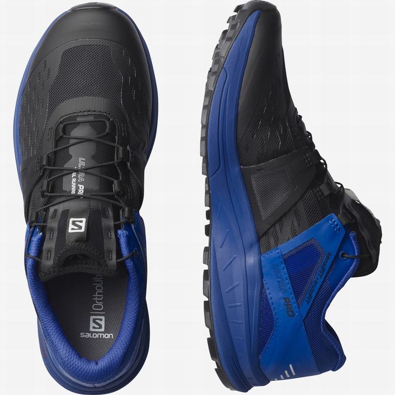 Men's Salomon ULTRA /PRO Trail Running Shoes Black / Blue | US-RFTD135