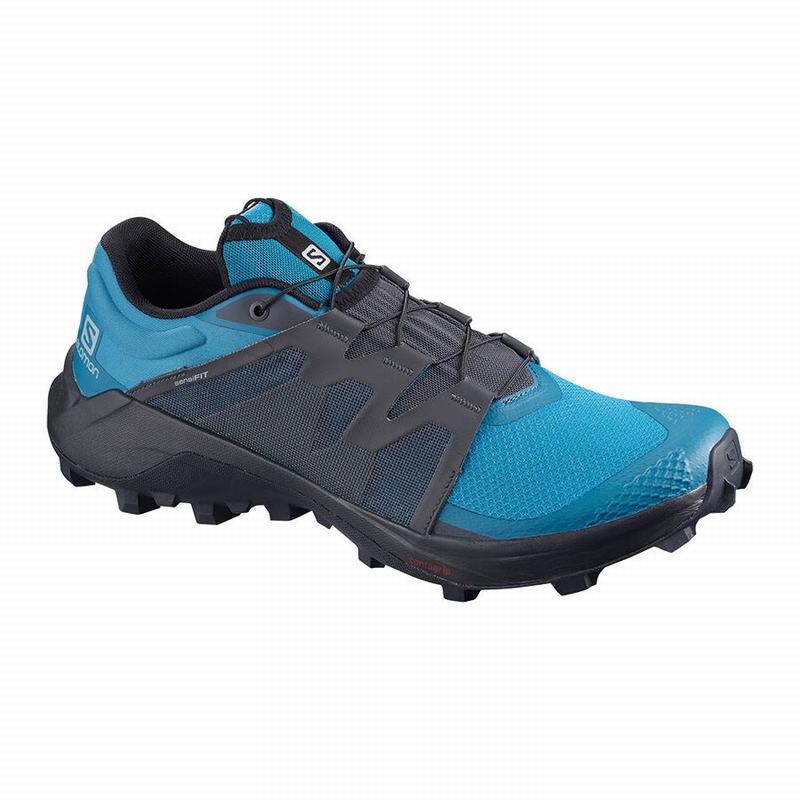 Men\'s Salomon WILDCROSS Trail Running Shoes Blue / Black | US-CFAG064