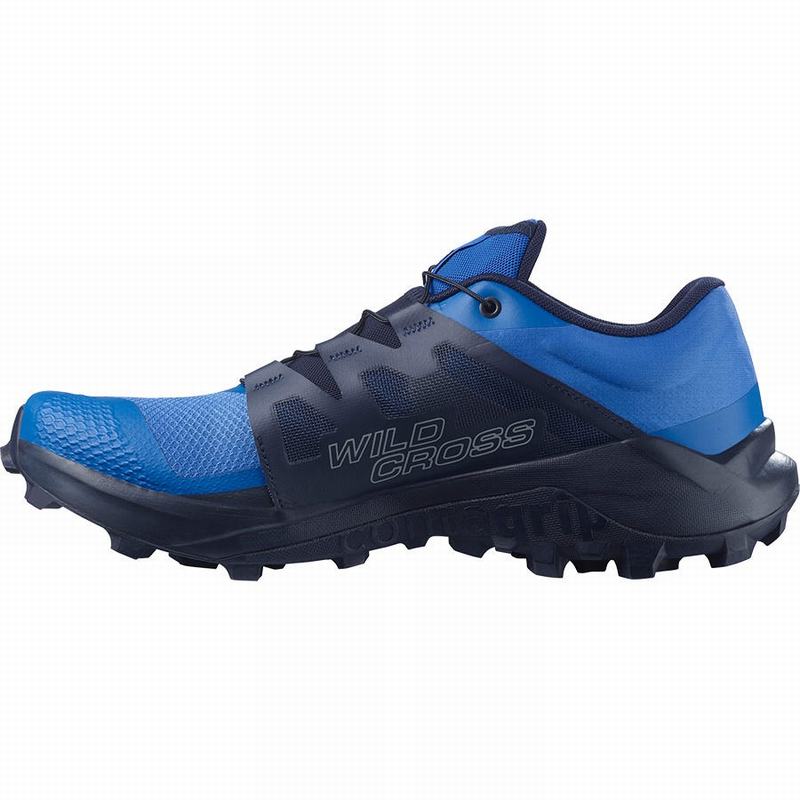 Men's Salomon WILDCROSS Trail Running Shoes Blue | US-FOBE398