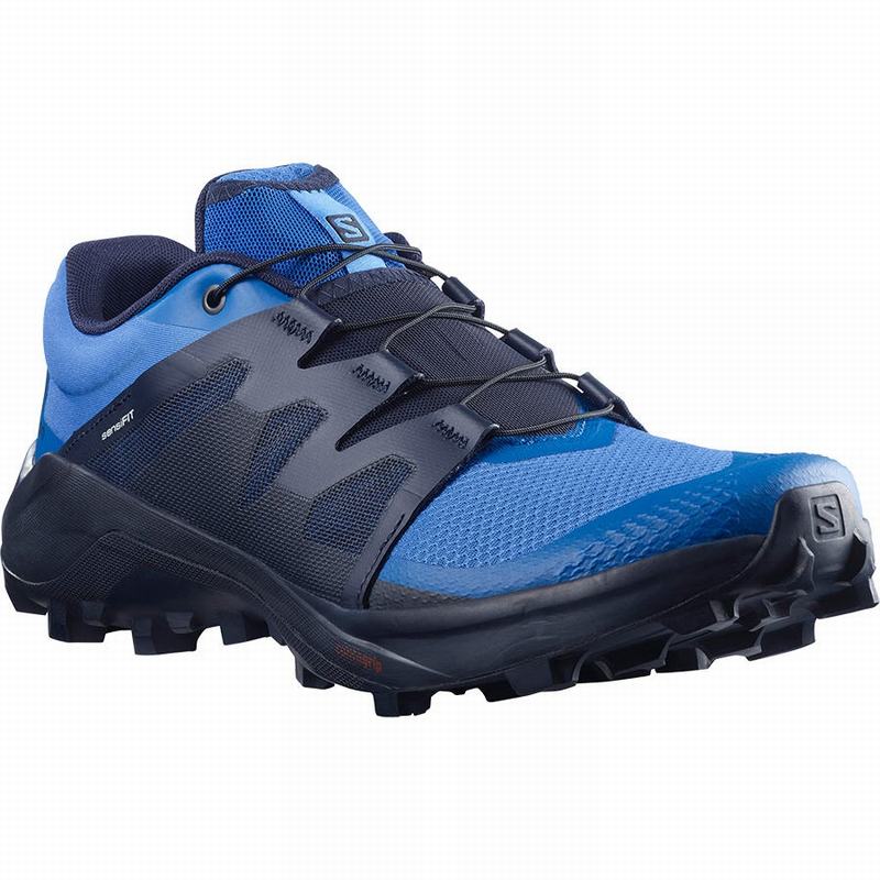 Men's Salomon WILDCROSS Trail Running Shoes Blue | US-FOBE398