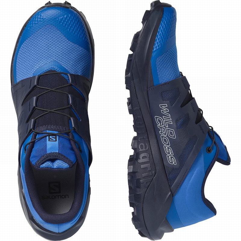 Men's Salomon WILDCROSS Trail Running Shoes Blue | US-FOBE398