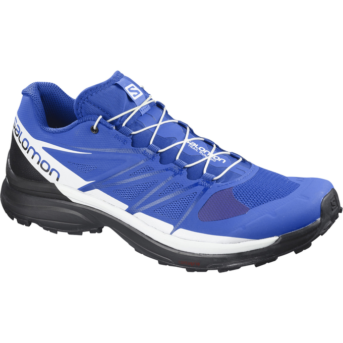 Men\'s Salomon WINGS PRO 3 Trail Running Shoes Blue / White / Black | US-VTAE596