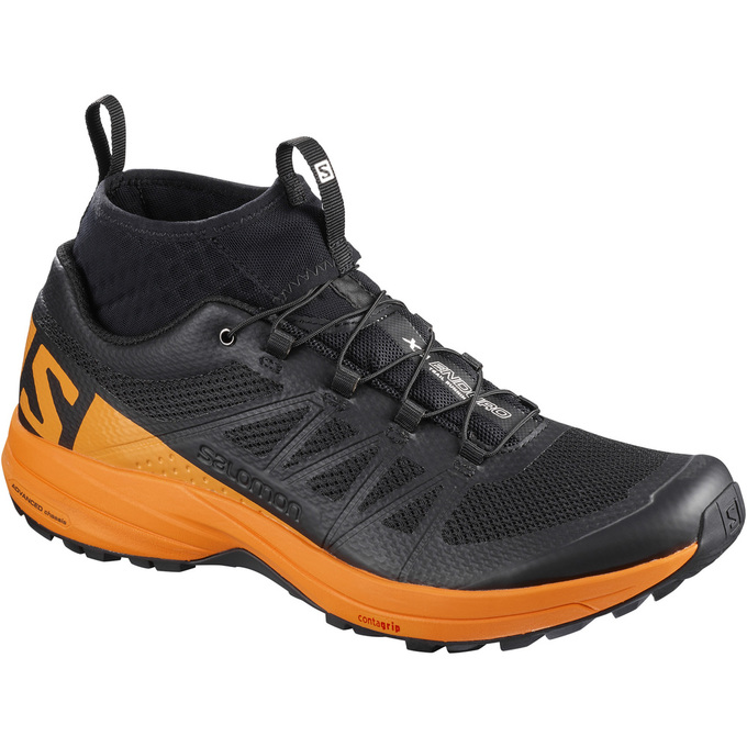 Men\'s Salomon XA ENDURO Trail Running Shoes Black / Orange | US-PORT370