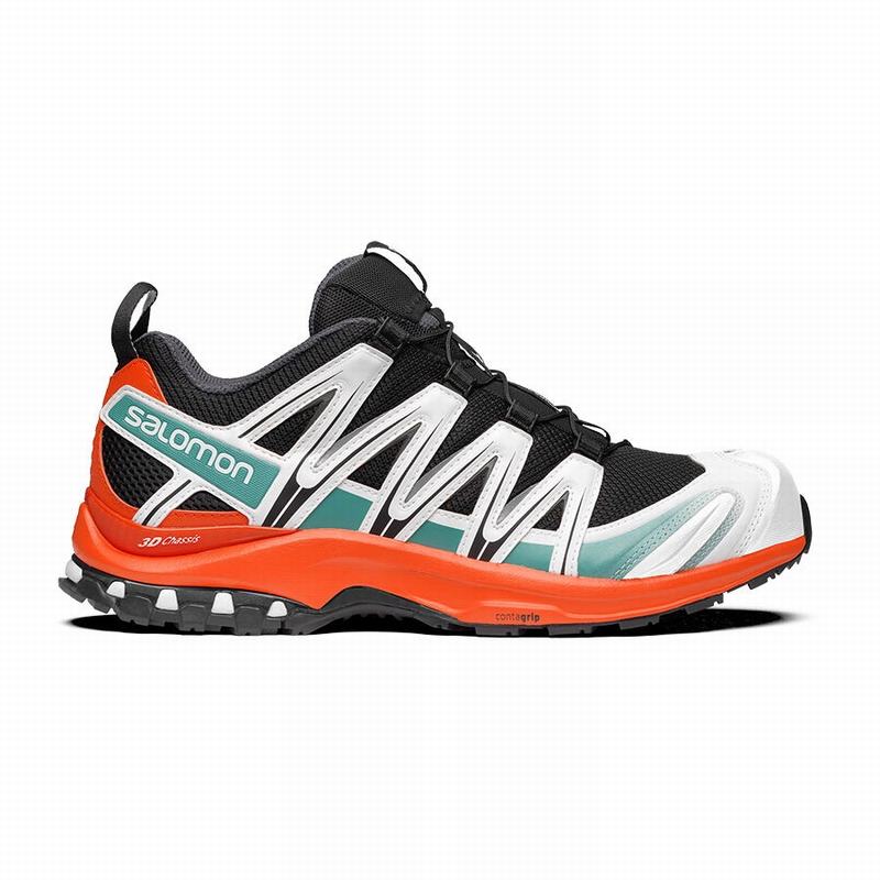 Men\'s Salomon XA PRO 3D Trail Running Shoes Black / Red Orange | US-MHWU327