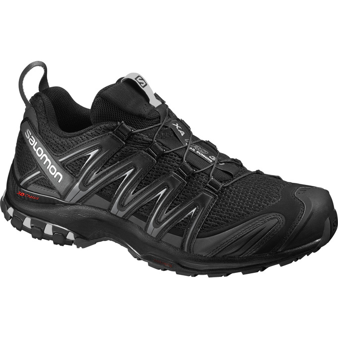 Men\'s Salomon XA PRO 3D WIDE Trail Running Shoes Black | US-ZDAX297