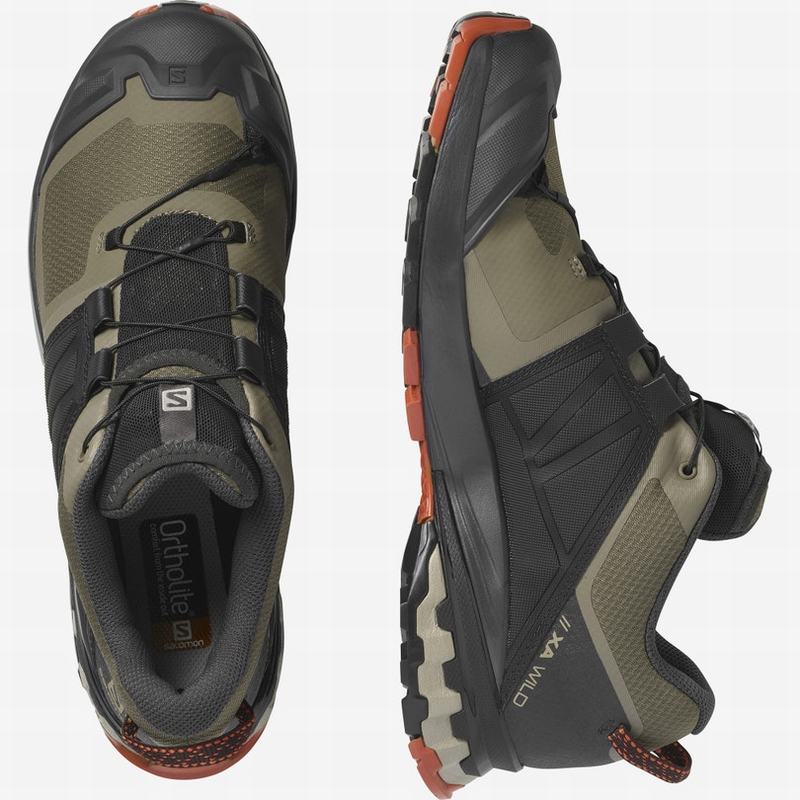 Men's Salomon XA WILD Trail Running Shoes Olive / Black | US-CLBM132