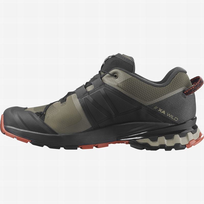 Men's Salomon XA WILD Trail Running Shoes Olive / Black | US-CLBM132