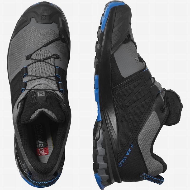 Men's Salomon XA WILD Trail Running Shoes Black / Blue | US-OKES432