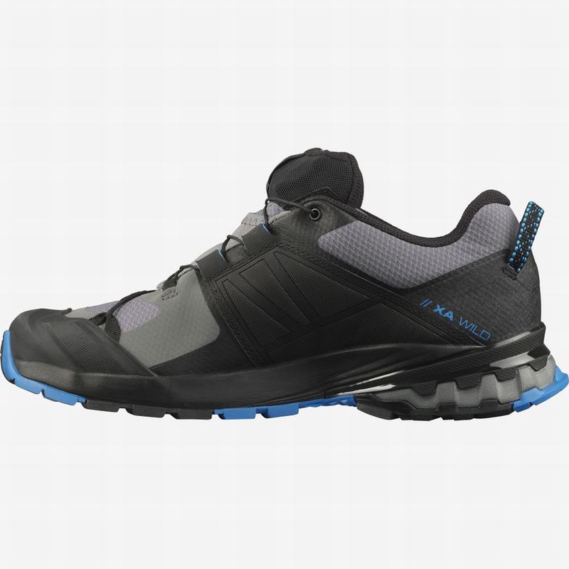 Men's Salomon XA WILD Trail Running Shoes Black / Blue | US-OKES432