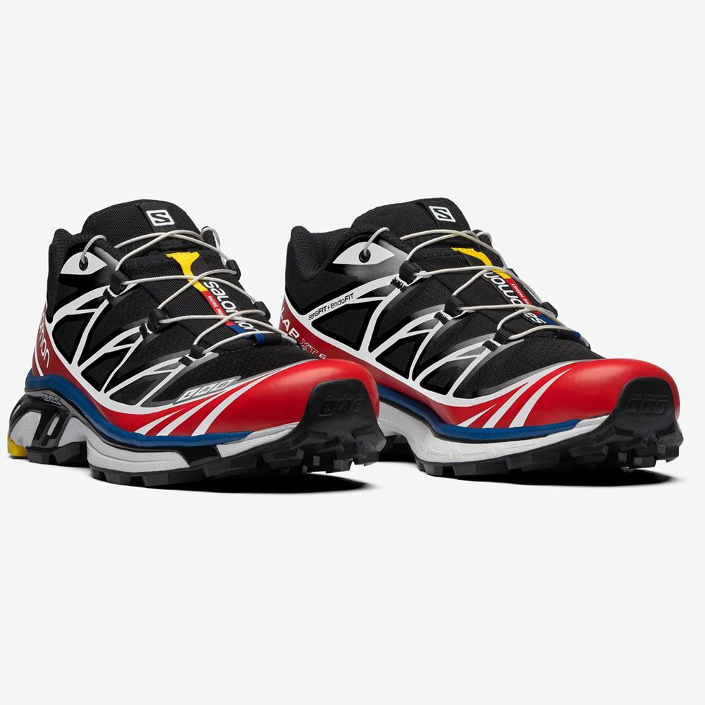 Men's Salomon XT-6 RACING Sneakers Black / White / Red | US-YVJP084