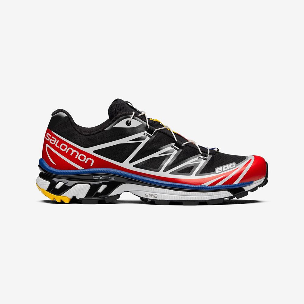 Men\'s Salomon XT-6 RACING Sneakers Black / White / Red | US-YVJP084