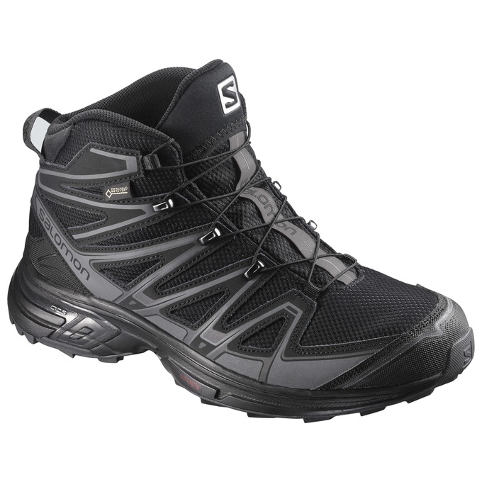 Men\'s Salomon X-CHASE MID GTX Hiking Shoes Black | US-AJPZ467