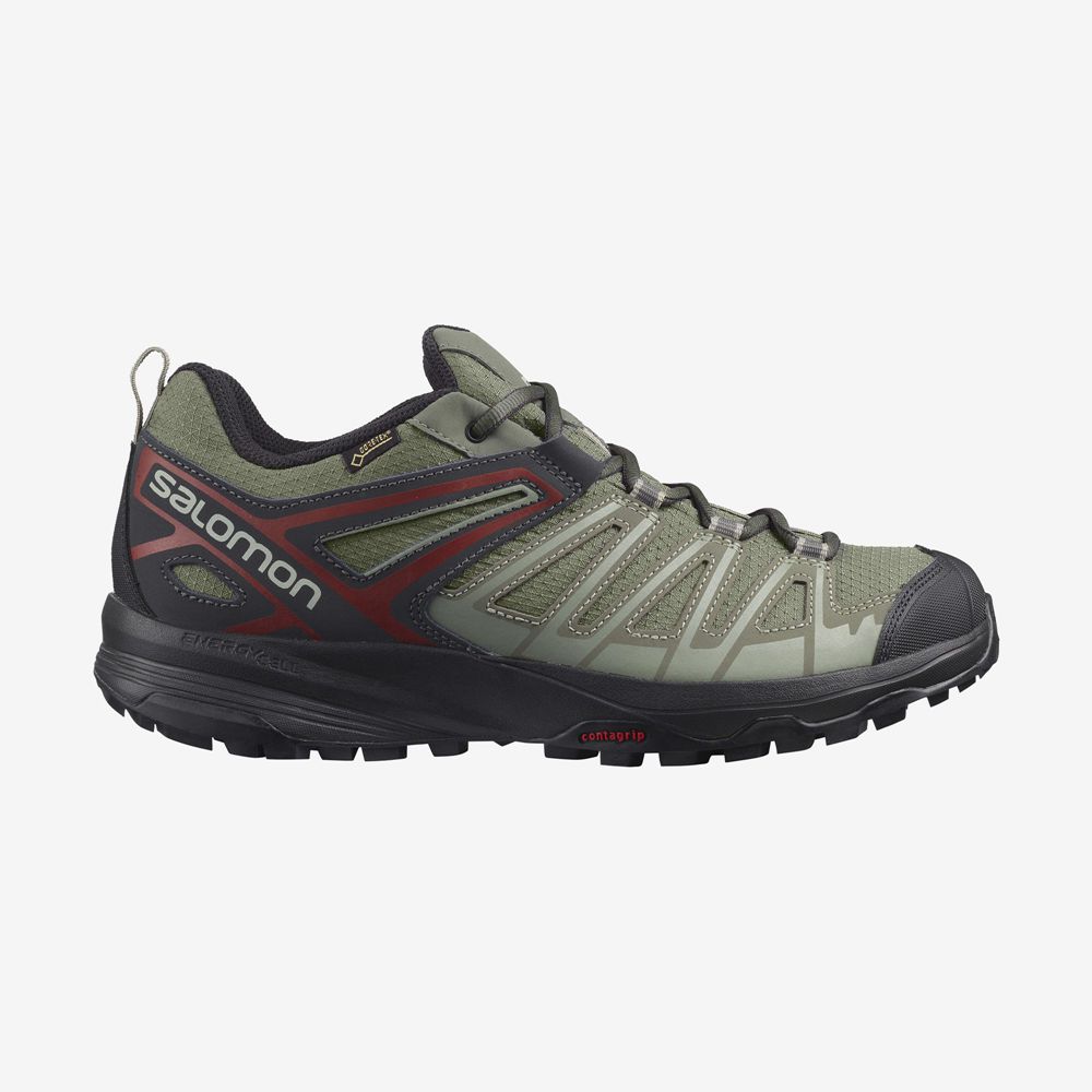 Men\'s Salomon X CREST GORE-TEX Hiking Shoes Olive Green | US-IGUK975