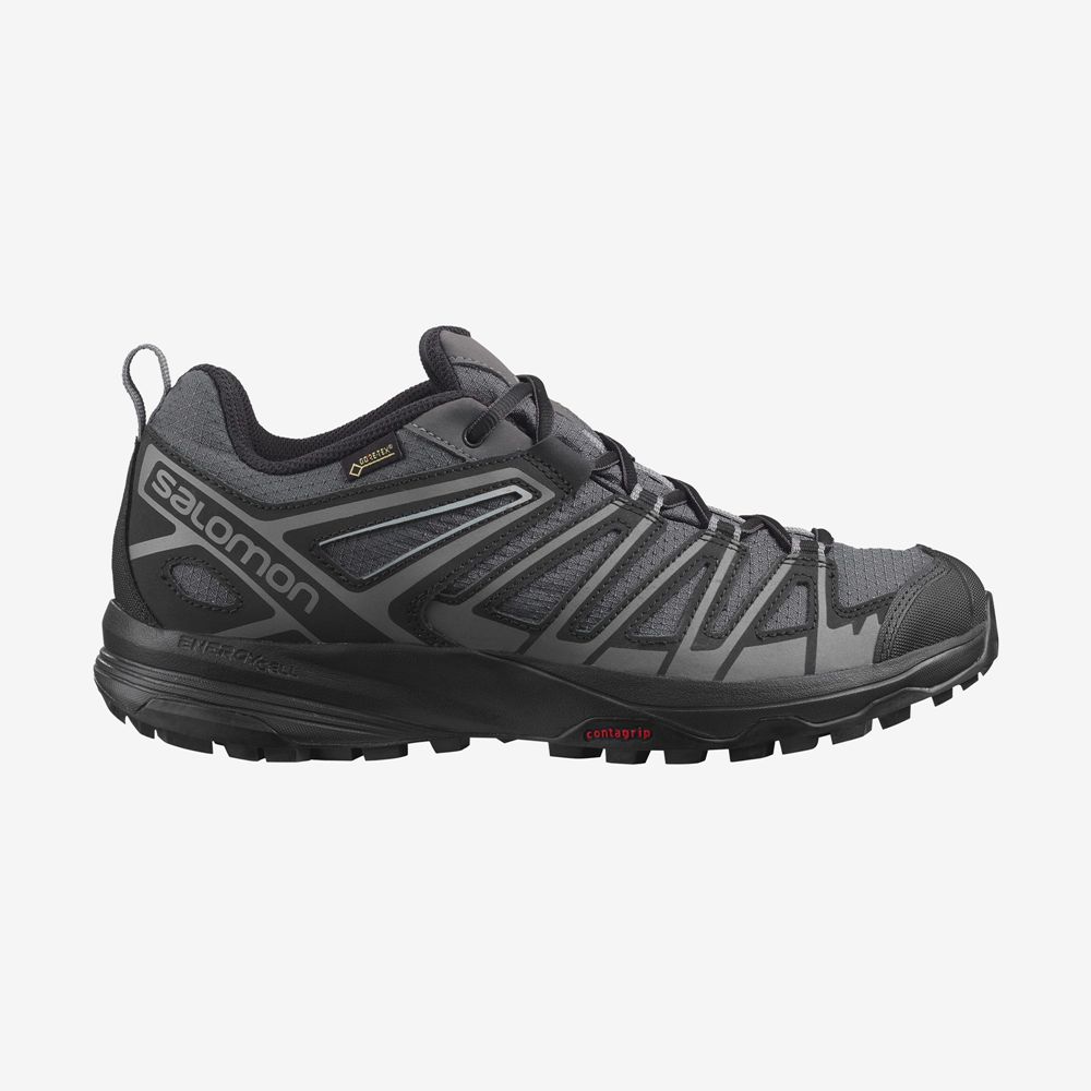 Men\'s Salomon X CREST GORE-TEX Hiking Shoes Black | US-OKMQ109