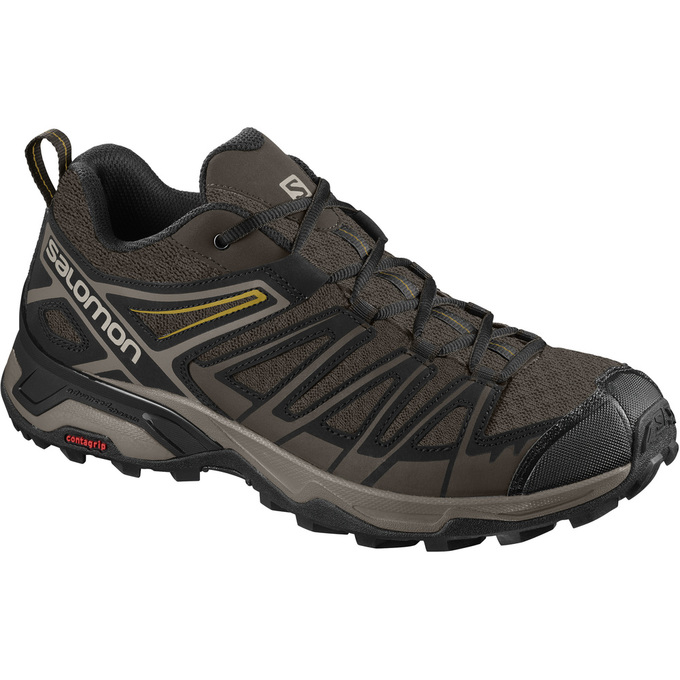 Men\'s Salomon X ULTRA 3 PRIME Hiking Shoes Chocolate / Black | US-SRLM190