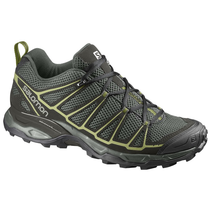 Men\'s Salomon X ULTRA PRIME Hiking Shoes Olive / Black | US-FDAH308