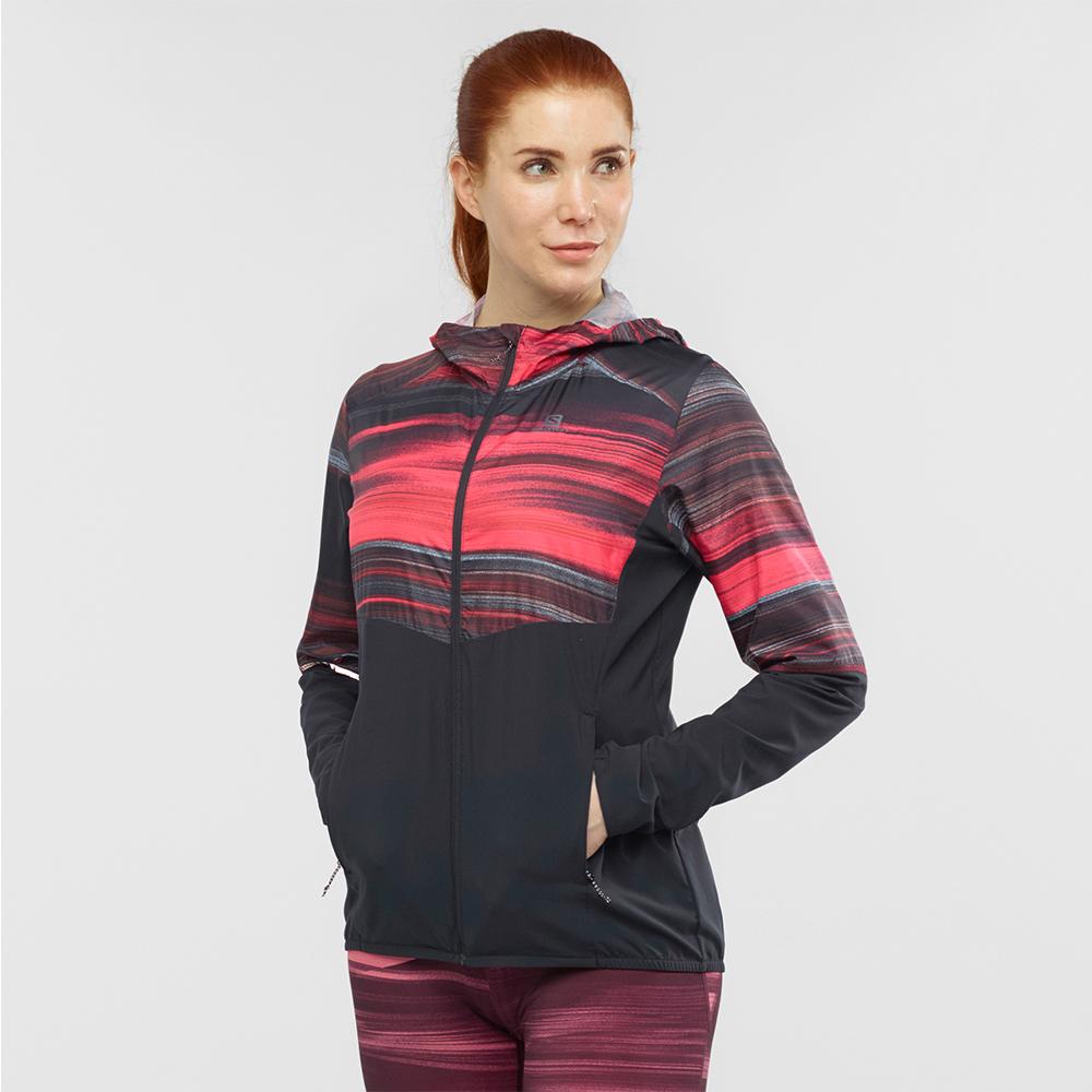 Women's Salomon AGILE FZ HOODIE W Jackets Black | US-LCME385