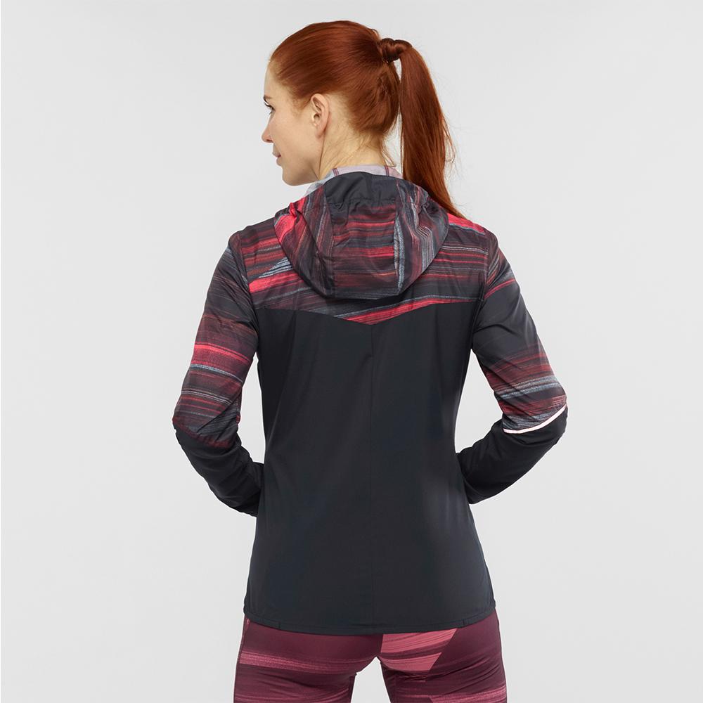 Women's Salomon AGILE FZ HOODIE W Jackets Black | US-LCME385