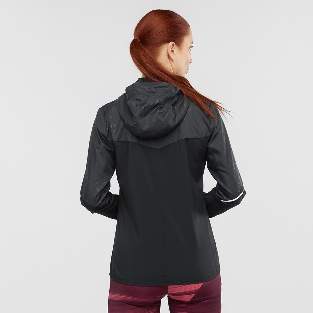 Women's Salomon AGILE FZ HOODIE W Jackets Black | US-RDCA204