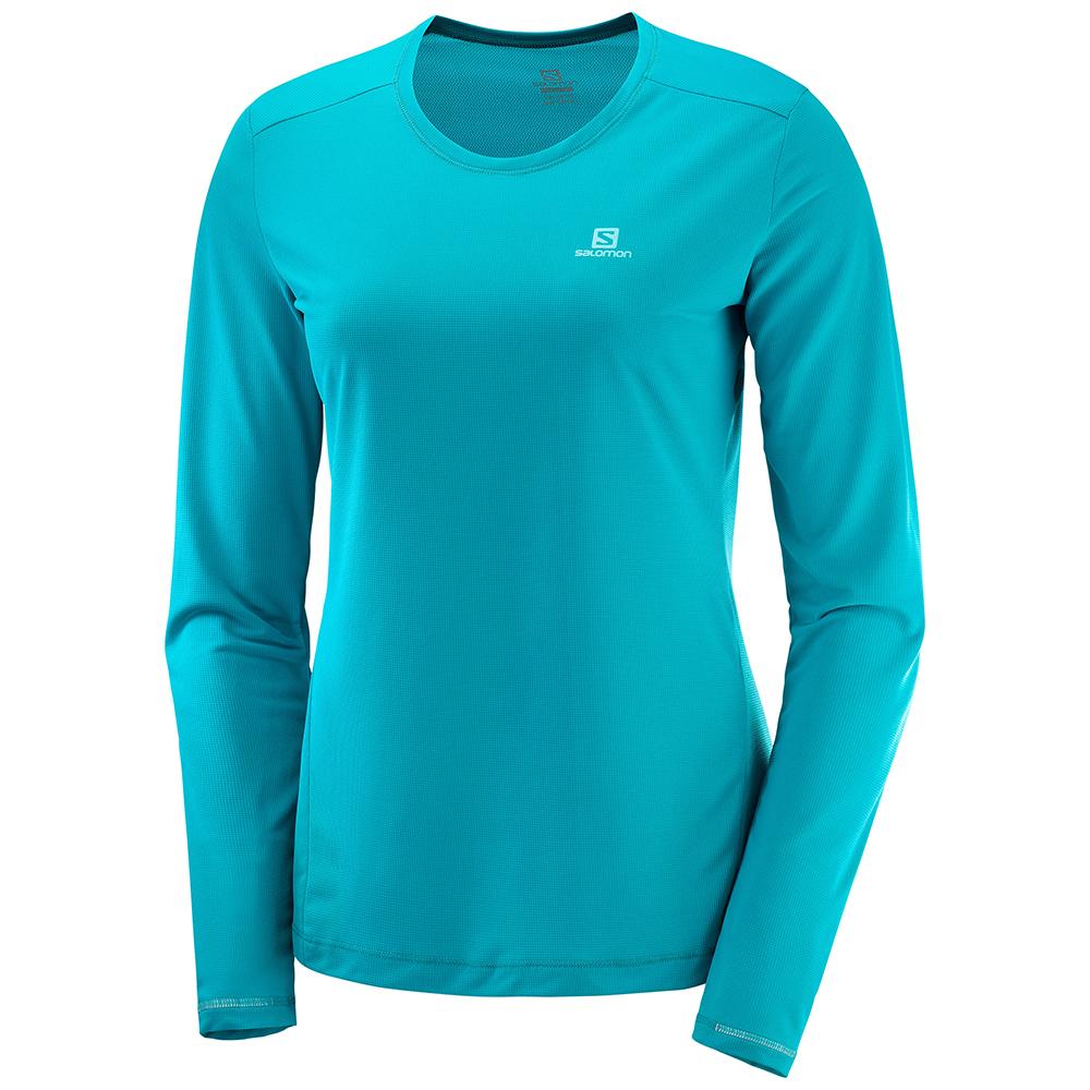 Women\'s Salomon AGILE LS W Long Sleeve T Shirts Blue | US-QJTR086