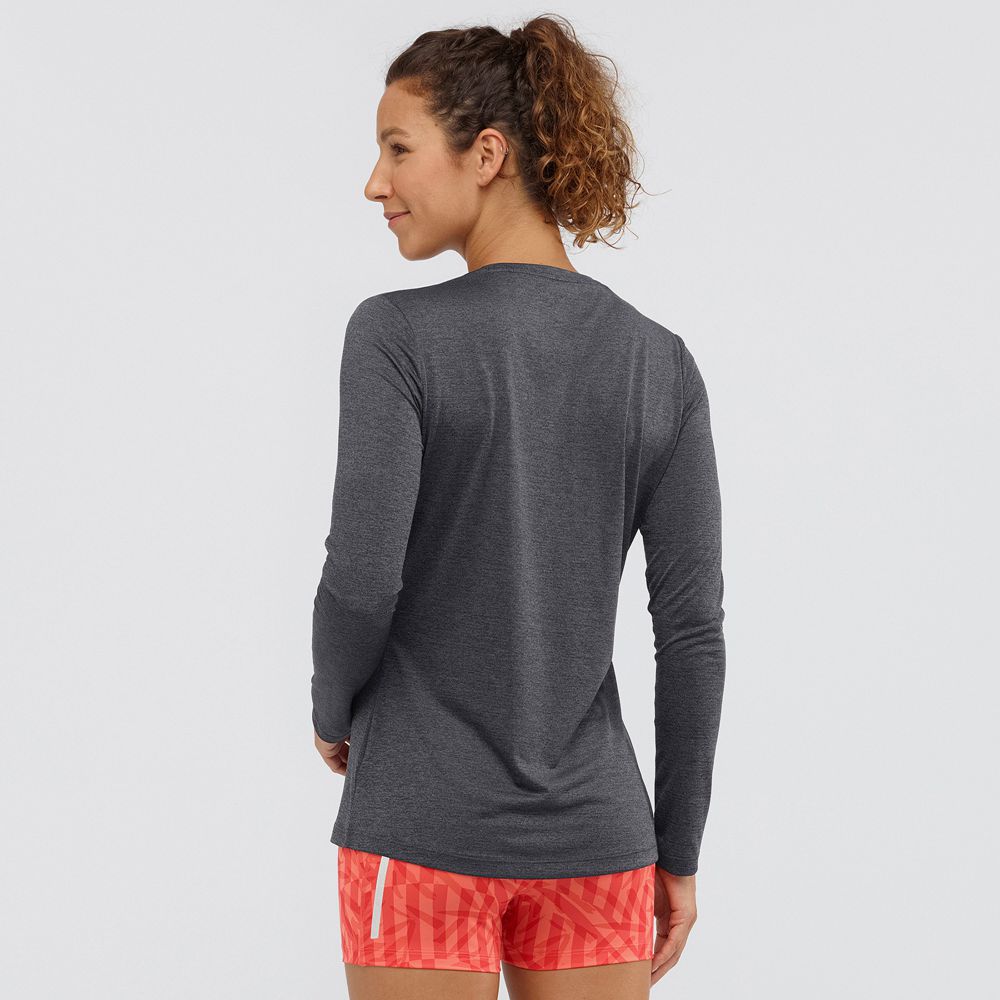 Women's Salomon AGILE Long Sleeve T Shirts Black | US-ESMW947