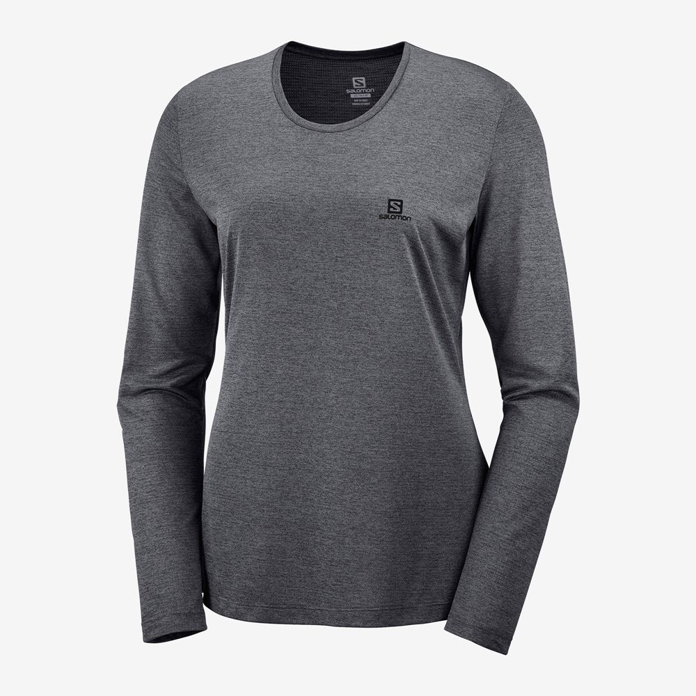 Women's Salomon AGILE Long Sleeve T Shirts Black | US-ESMW947