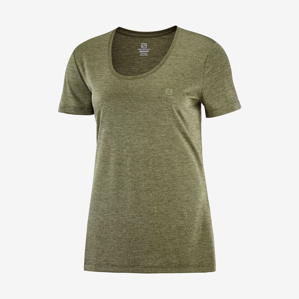 Women's Salomon AGILE Road Running Short Sleeve T Shirts Olive | US-HTMX698