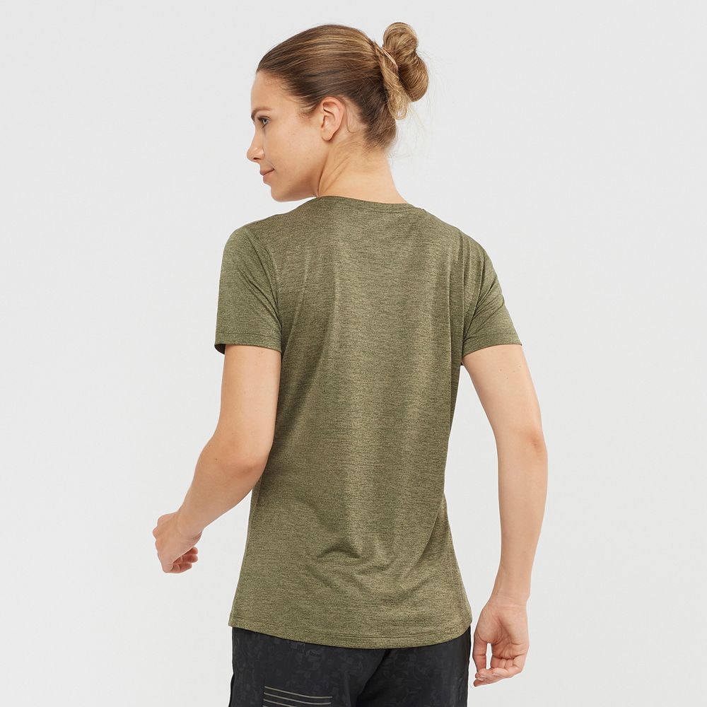 Women's Salomon AGILE Road Running Short Sleeve T Shirts Olive | US-HTMX698