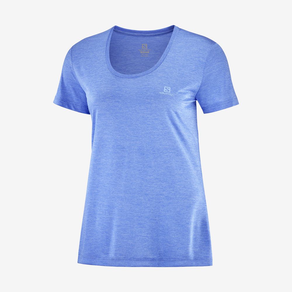 Women's Salomon AGILE Road Running Short Sleeve T Shirts Blue | US-ZLYJ436