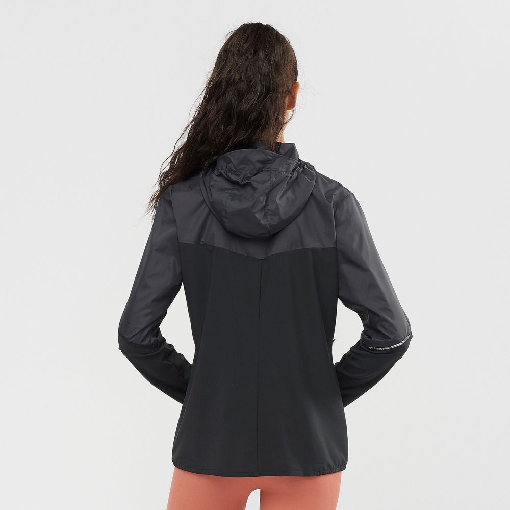 Women's Salomon AGILE WIND Jackets Black | US-MESJ152