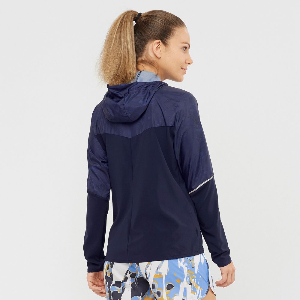 Women's Salomon AGILE WIND Jackets Navy | US-VAWY612