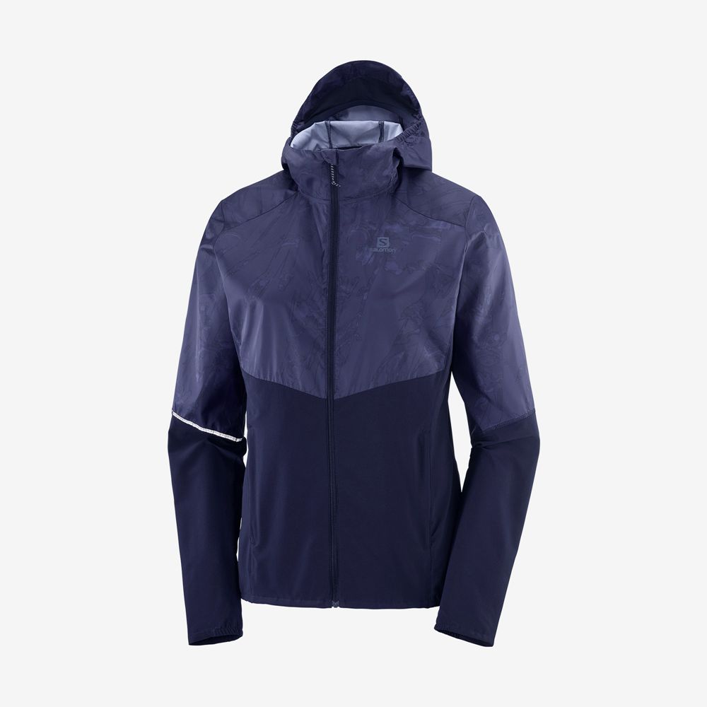 Women's Salomon AGILE WIND Jackets Navy | US-VAWY612