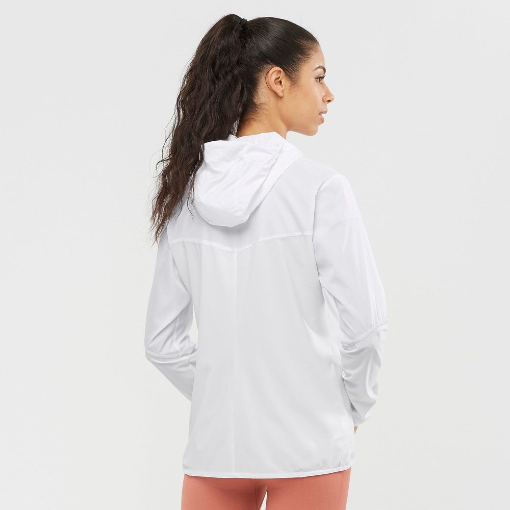 Women's Salomon AGILE WIND Jackets White | US-NLKB416