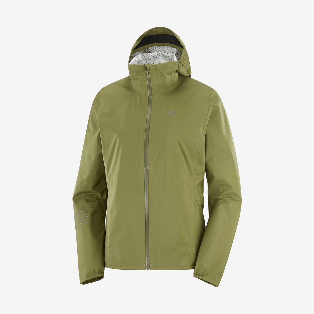 Women's Salomon BONATTI WATERPROOF Jackets Olive Green | US-HEBT218