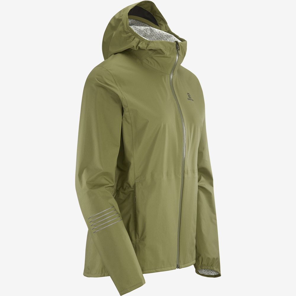 Women's Salomon BONATTI WATERPROOF Jackets Olive Green | US-HEBT218