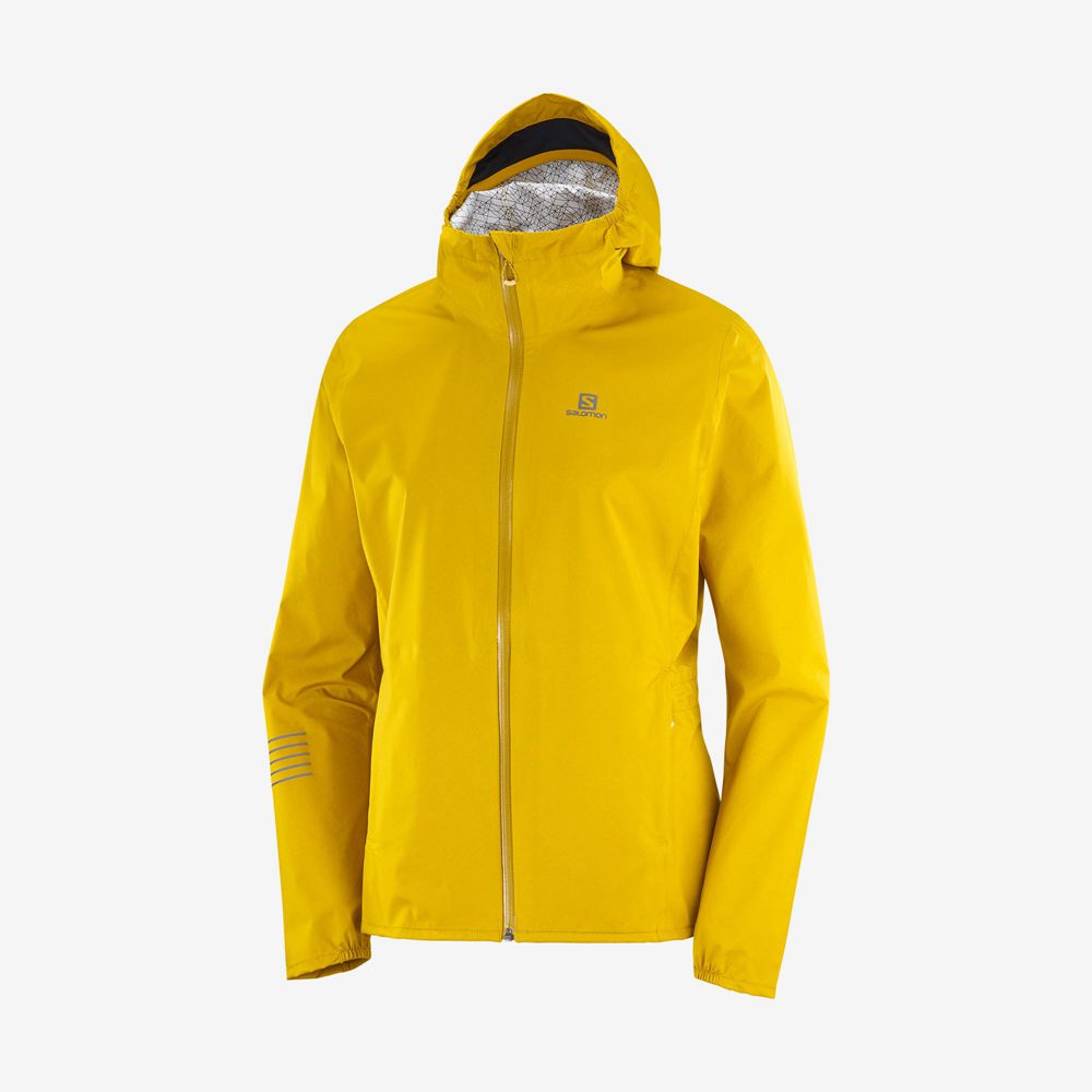 Women's Salomon BONATTI WATERPROOF Jackets Yellow | US-USXH910