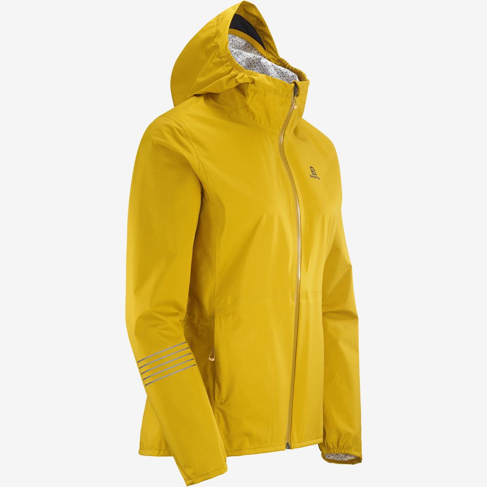 Women's Salomon BONATTI WATERPROOF Jackets Yellow | US-USXH910