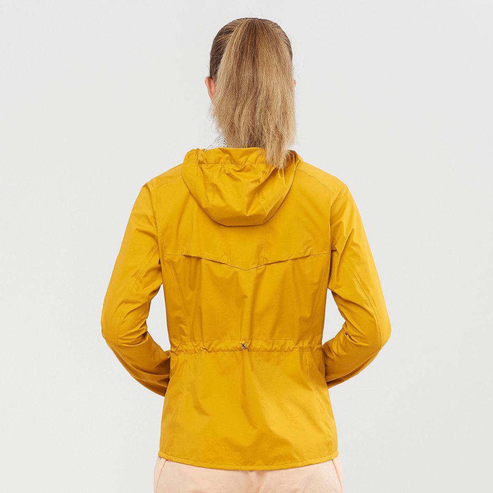 Women's Salomon BONATTI WATERPROOF Jackets Yellow | US-USXH910