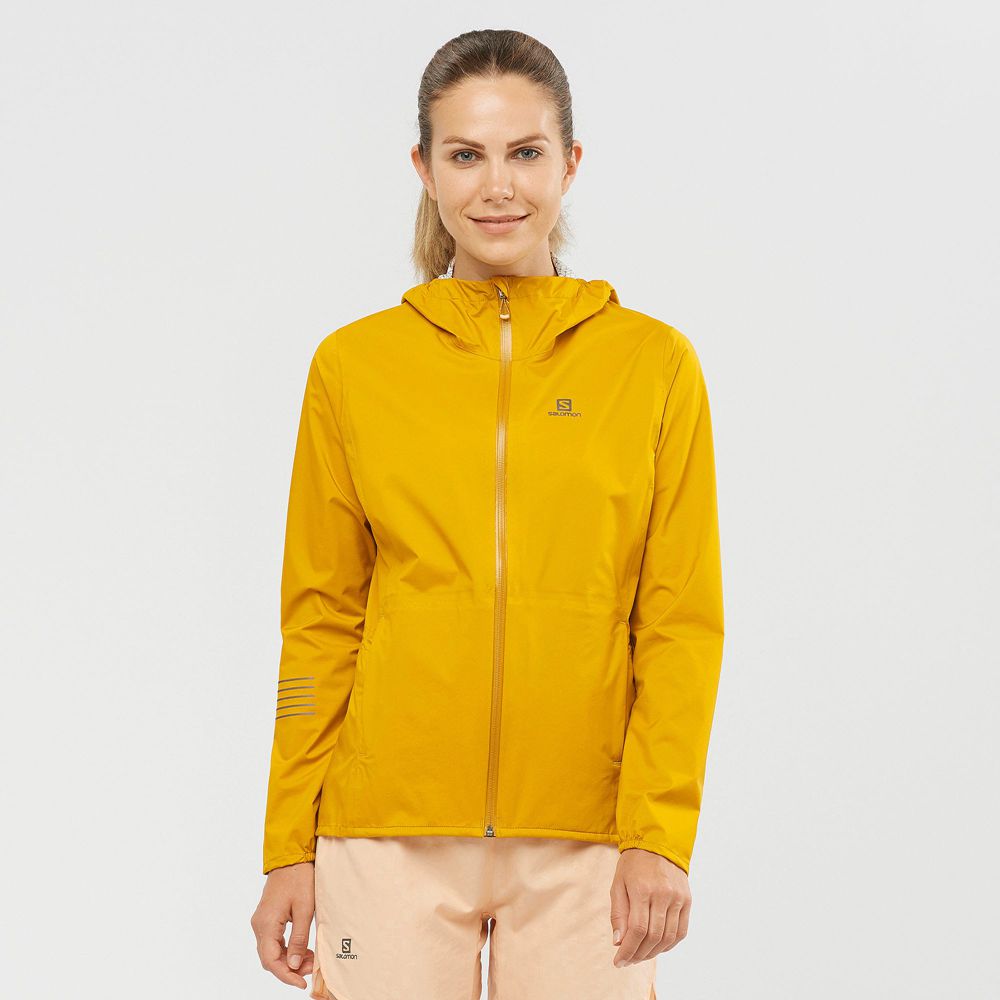 Women\'s Salomon BONATTI WATERPROOF Jackets Yellow | US-USXH910