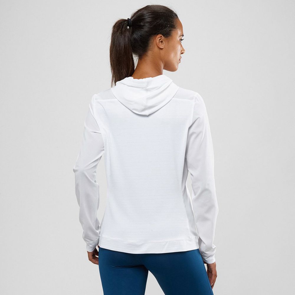 Women's Salomon COMET FULL-ZIP HOODED Midlayers White | US-TFLG217