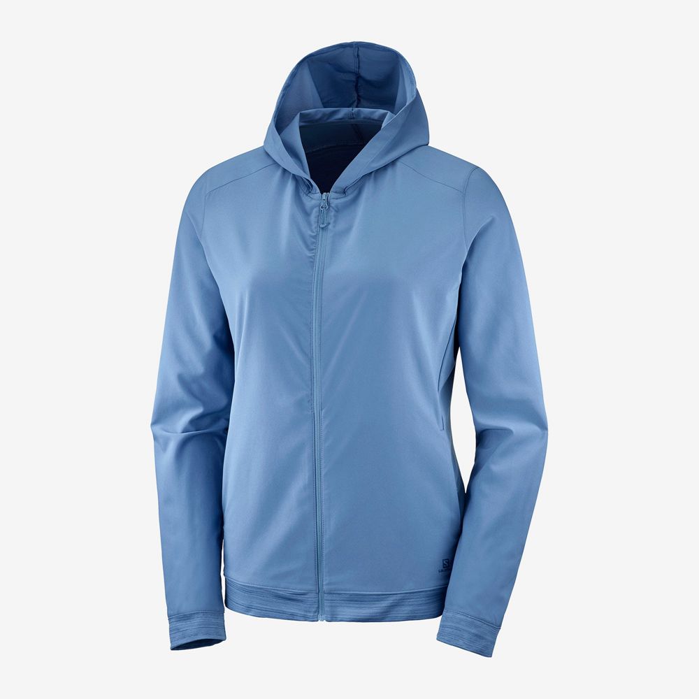 Women's Salomon COMET LIGHT HOODIE W Midlayers Copen Blue | US-KNBD842