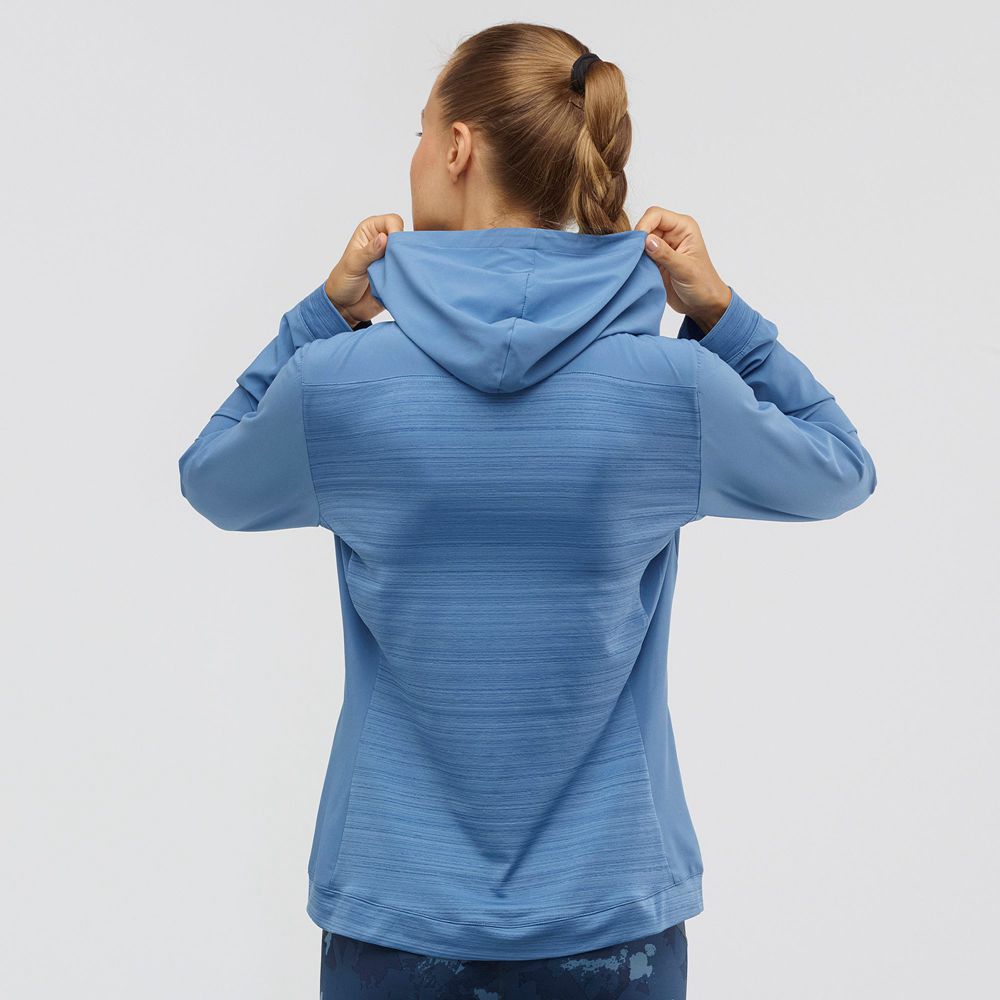 Women's Salomon COMET LIGHT HOODIE W Midlayers Copen Blue | US-KNBD842