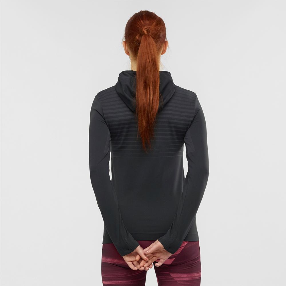 Women's Salomon COMET SEAMLESS W Hoodie Black | US-CYPE260