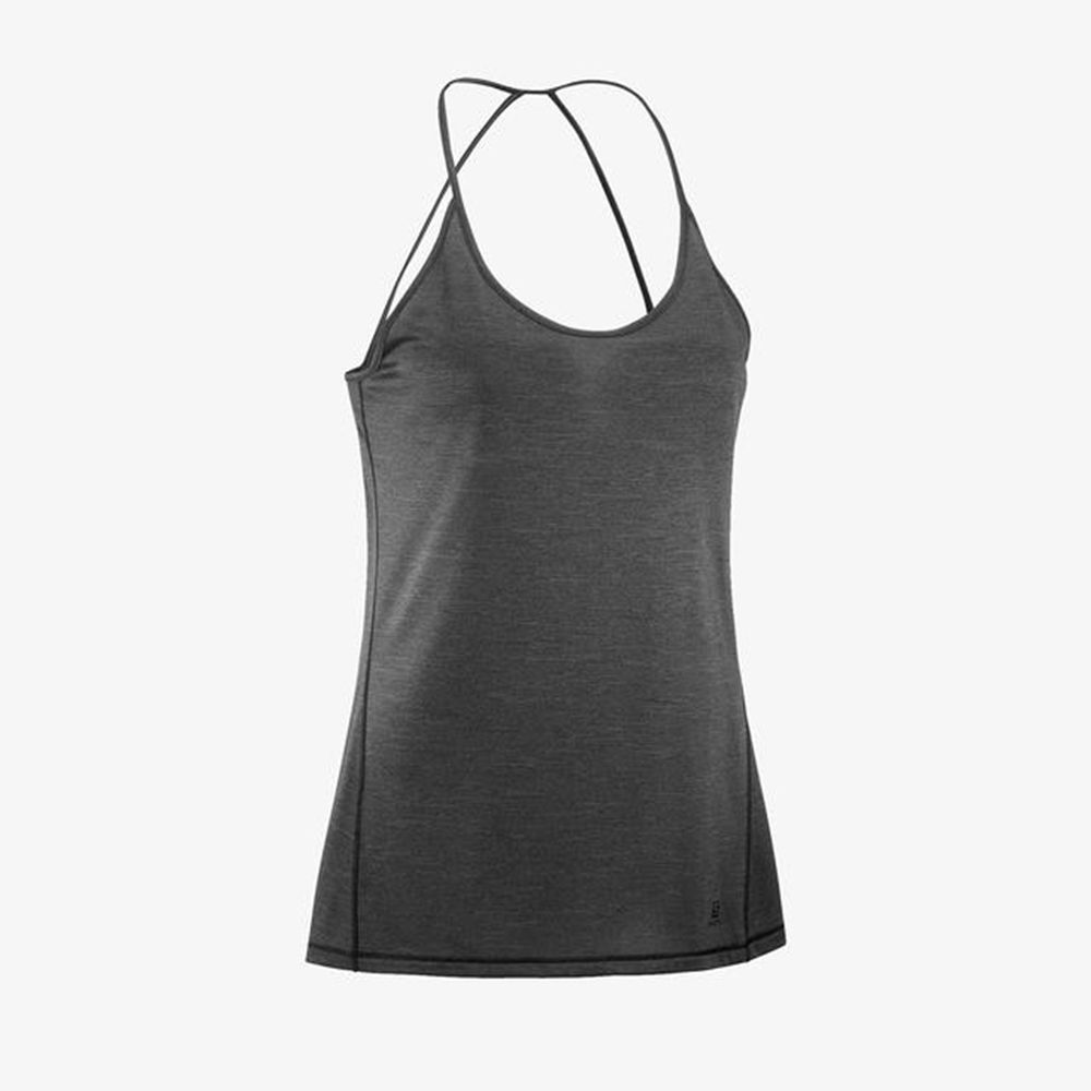 Women's Salomon COMET Tank Black | US-CAQZ487