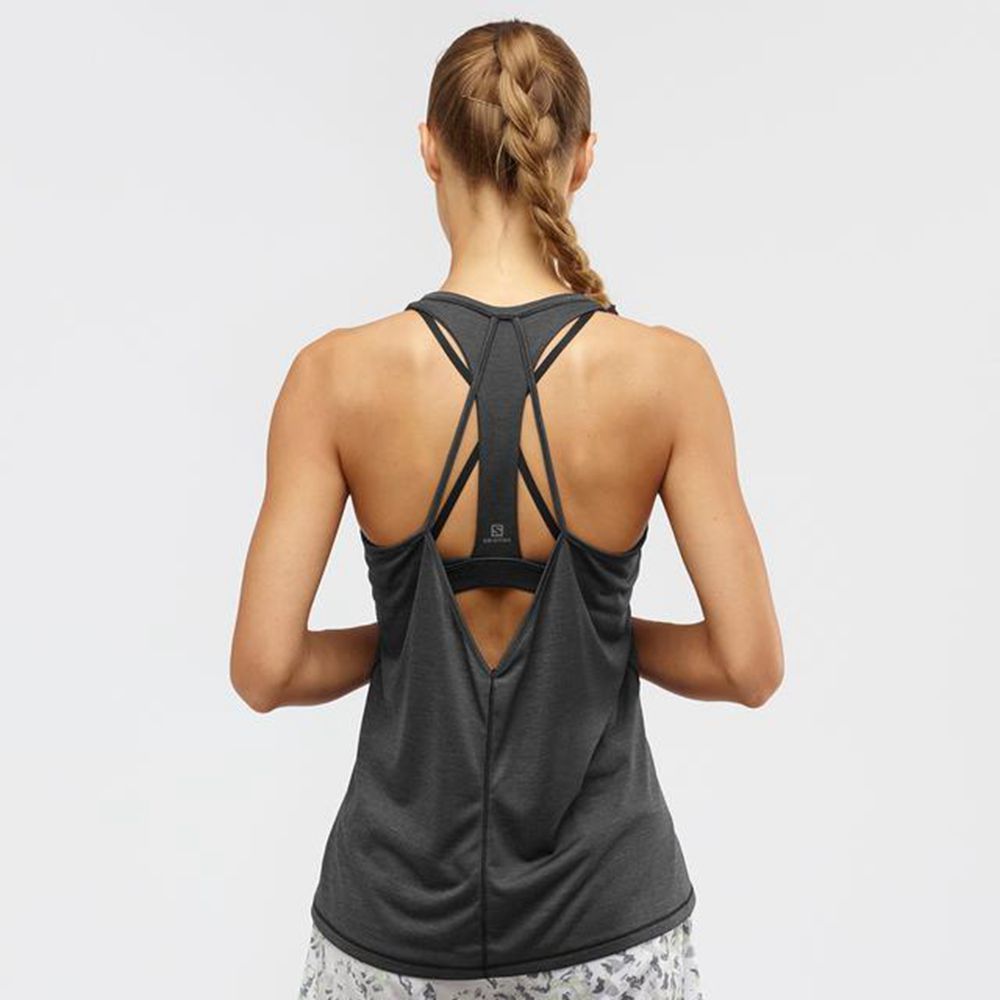 Women's Salomon COMET Tank Black | US-CAQZ487