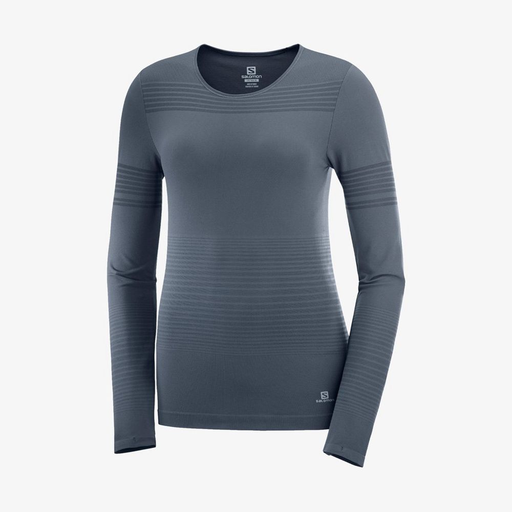 Women's Salomon ELEVATE MOVE'ON LS Midlayers Black | US-UTLN013