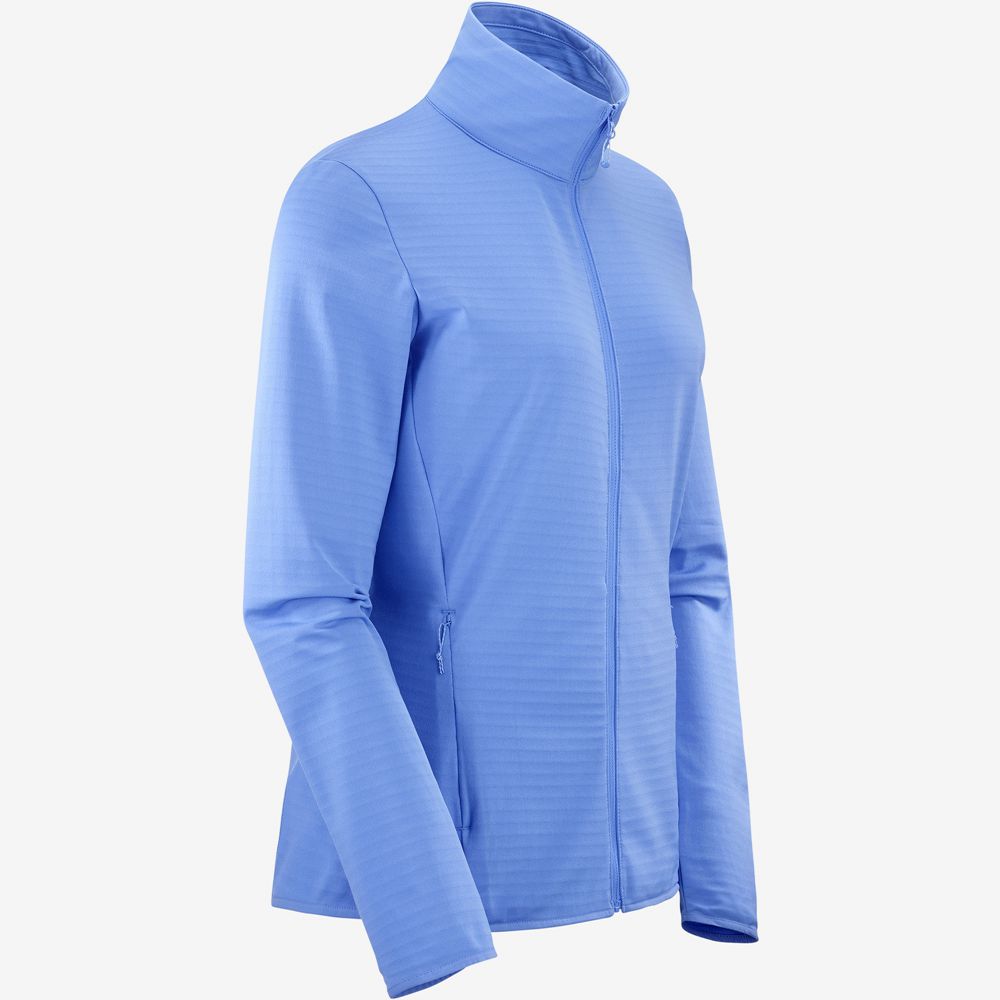 Women's Salomon ESSENTIAL LIGHTWARM Full Zip Midlayer Jacket Midlayers Blue | US-QKPL193