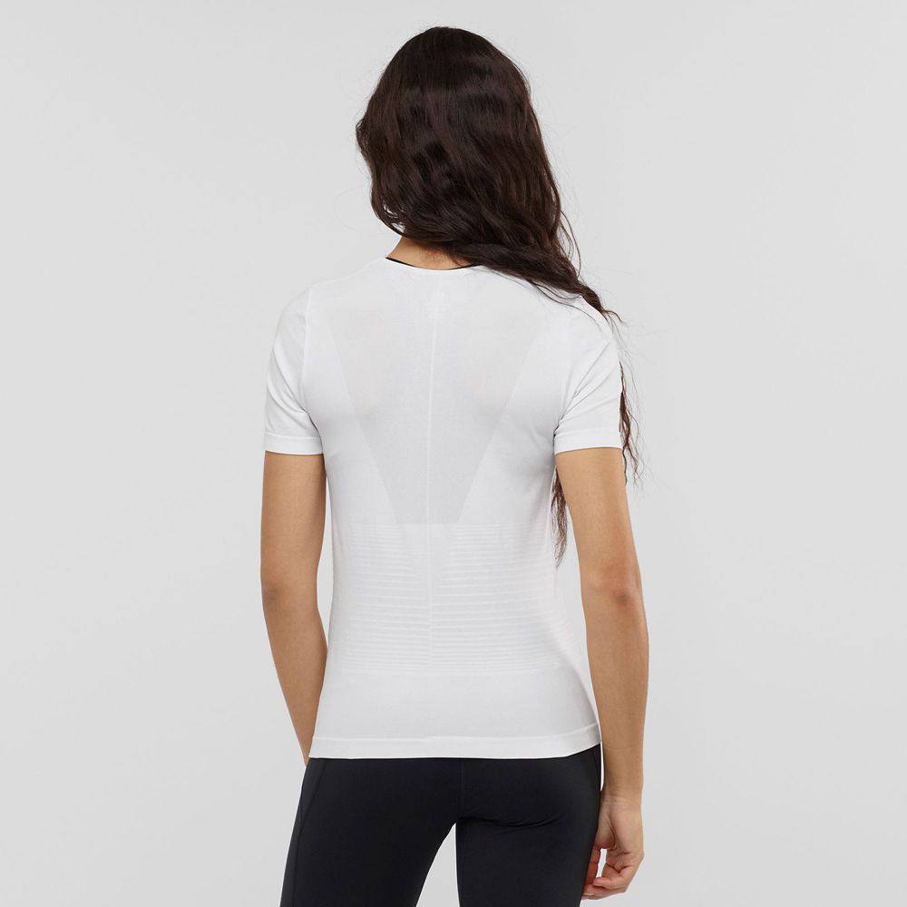 Women's Salomon ESSENTIAL MOVE ON SEAMLESS T Shirts White | US-ZKIW264