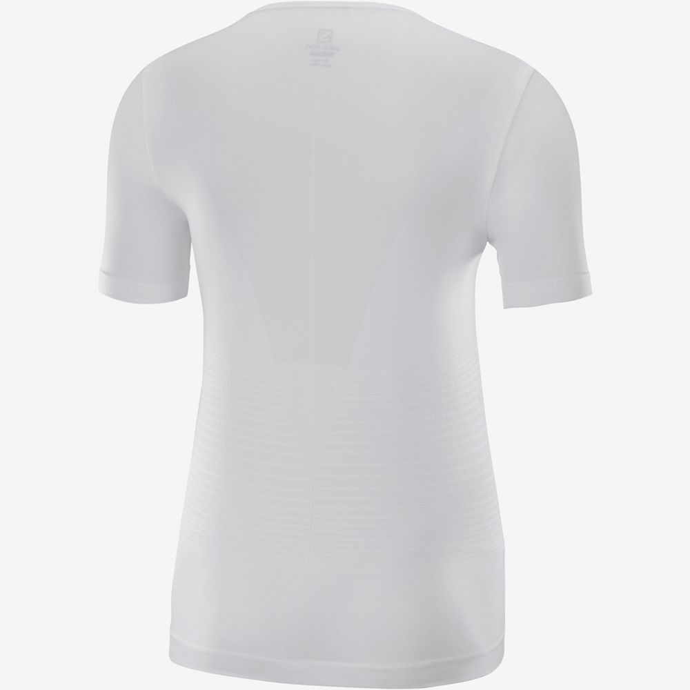 Women's Salomon ESSENTIAL MOVE ON SEAMLESS T Shirts White | US-ZKIW264